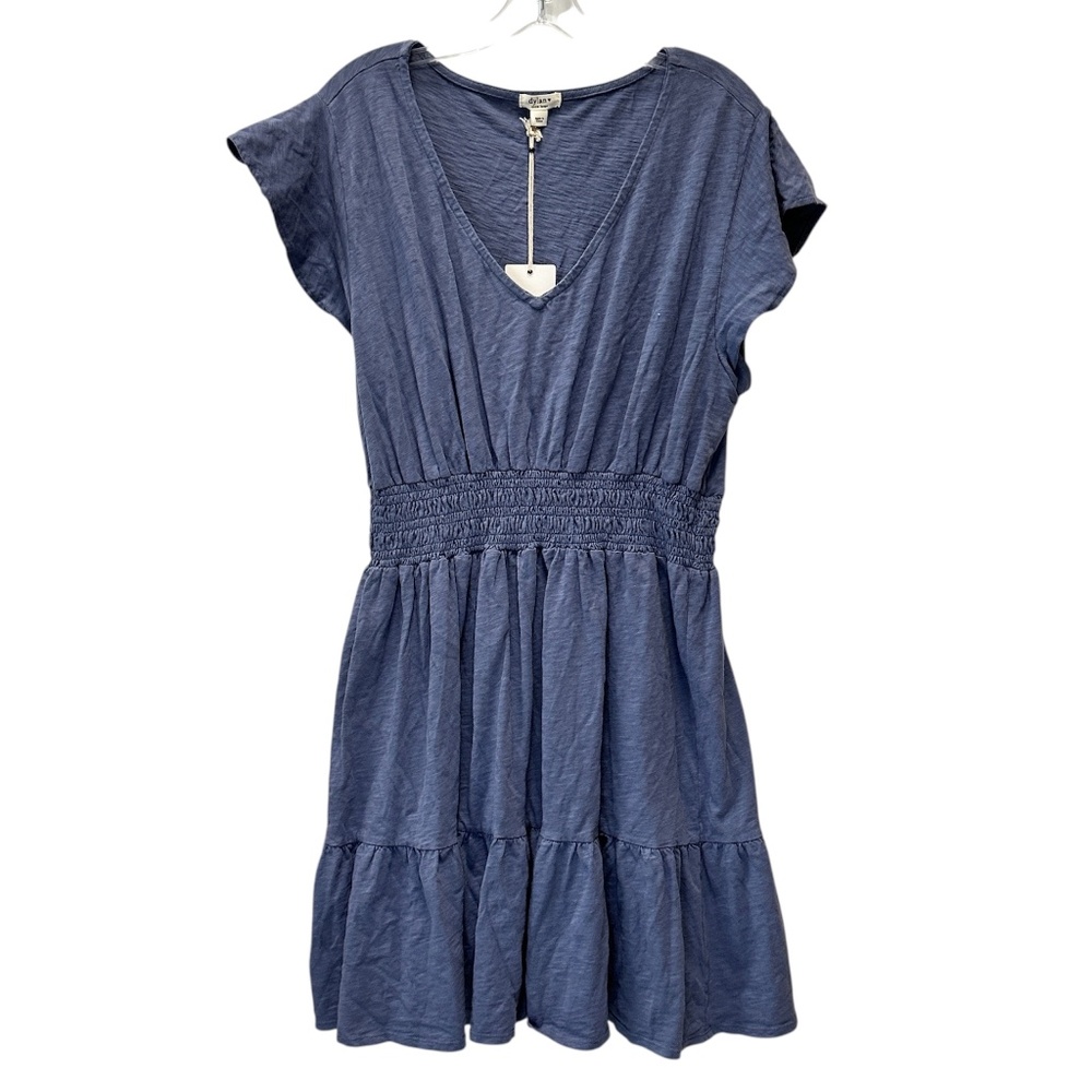 BNWT Dylan Slate Blue Day Dress Extra Large XL Shirred Waist 100% Cotton